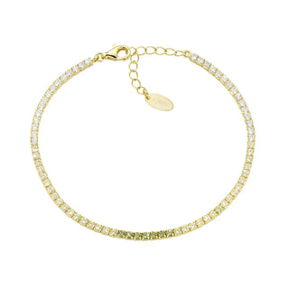 Bracciale Tennis Dorato Degradé Verde Oliva con Zirconi