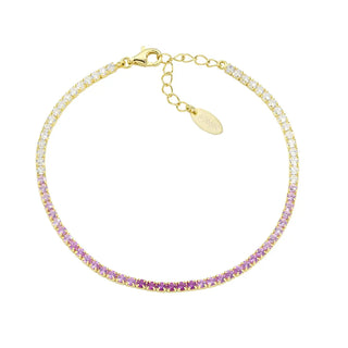 Bracciale Tennis Dorato Degradé Fucsia con Zirconi