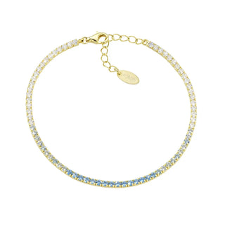 Bracciale Tennis Dorato Degradé Azzurro con Zirconi
