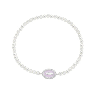 Bracciale di Perle con Medaglia Miracolosa e Smalto