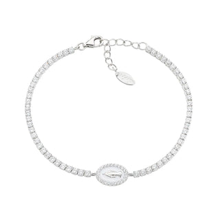 Bracciale Tennis con Miracolosa e Smalto Bianco Perla
