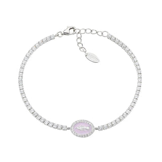 Bracciale Tennis con Miracolosa e Smalto Rosa Perla