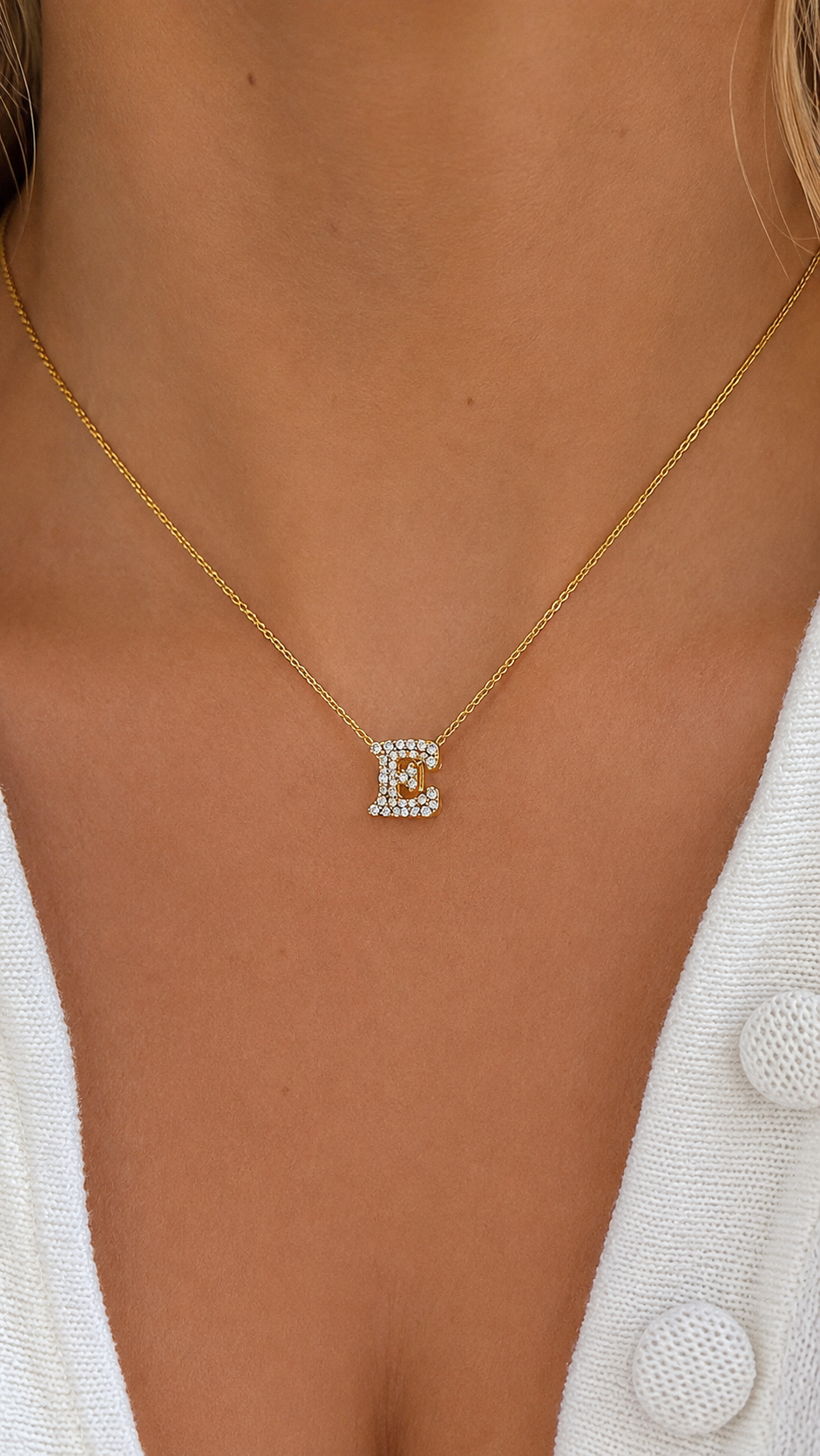 Collana Iniziale Pavé - Gold