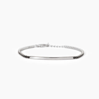 Bracciale in argento con piastra e zirconi neri GENTLEMAN - Shine gioielli