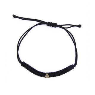 BRACCIALE TESSUTO NERO CON LETTERA - ORO18KT - Shine gioielli