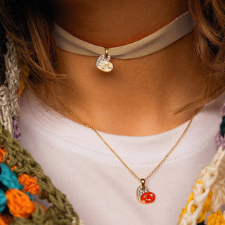 CHOKER CON CUORE - SMALTO E FOGLIA ORO - Shine gioielli