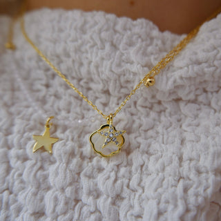Collana con conchiglia in madreperla e stella con zirconi bianchi - Shine gioielli