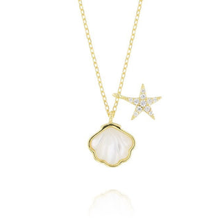 Collana con conchiglia in madreperla e stella con zirconi bianchi - Shine gioielli