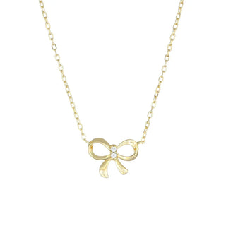 Collana Dorata Fiocco con Zirconi Bianchi - Shine gioielli