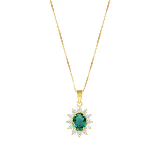 Collana Royal Lady Dorata con Zircone Verde Smeraldo - Shine gioielli