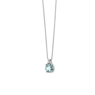 Girocollo in Oro Diamanti e Acquamarina Tonda - Shine gioielli