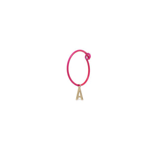 MONO - ORECCHINO LETTERA HOOP FUCSIA FLUO - ORO18KT - Shine gioielli