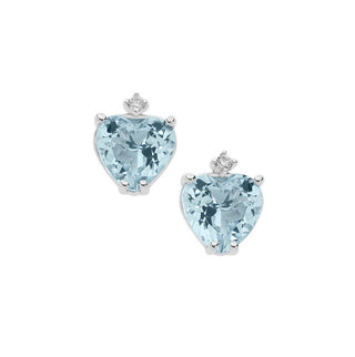 Orecchini in Oro Diamanti e Acquamarina Cuore - Shine gioielli
