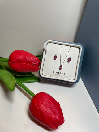 Orecchini in Oro Diamanti e Topazi Rosa ovali